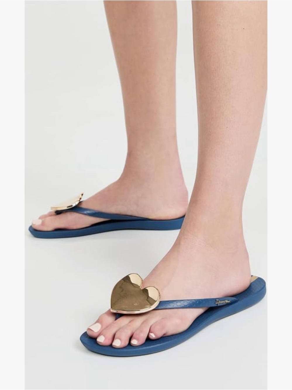 NWT Ipanema Ana Wave Heart Flip Flops Sandals Blue & Gold | Women's Size 7 - Picture 4 of 12